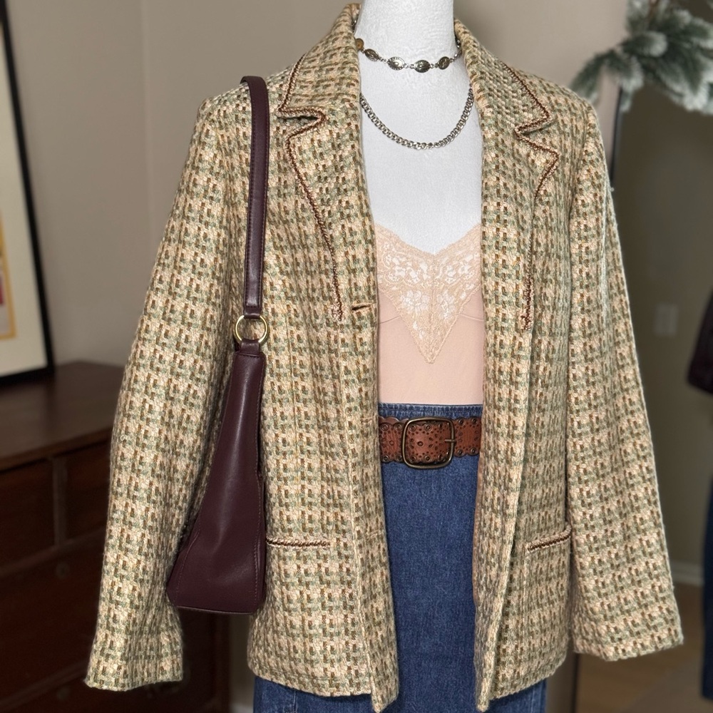 Cream and brown Tweed Blazer